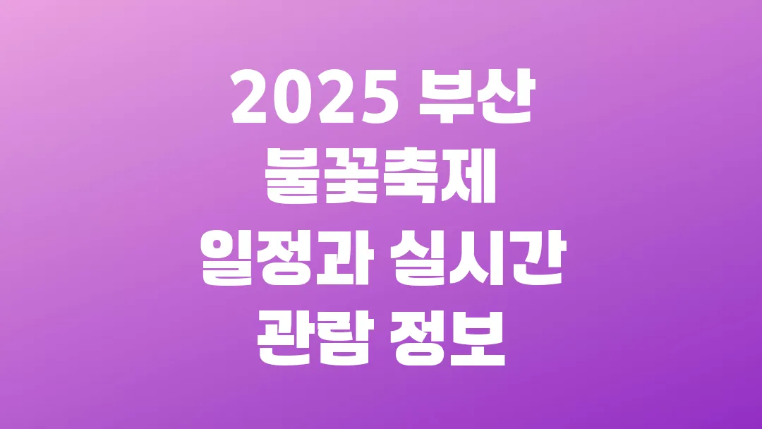 2025 부산 불꽃축제 일정과 실시간 관람 정보