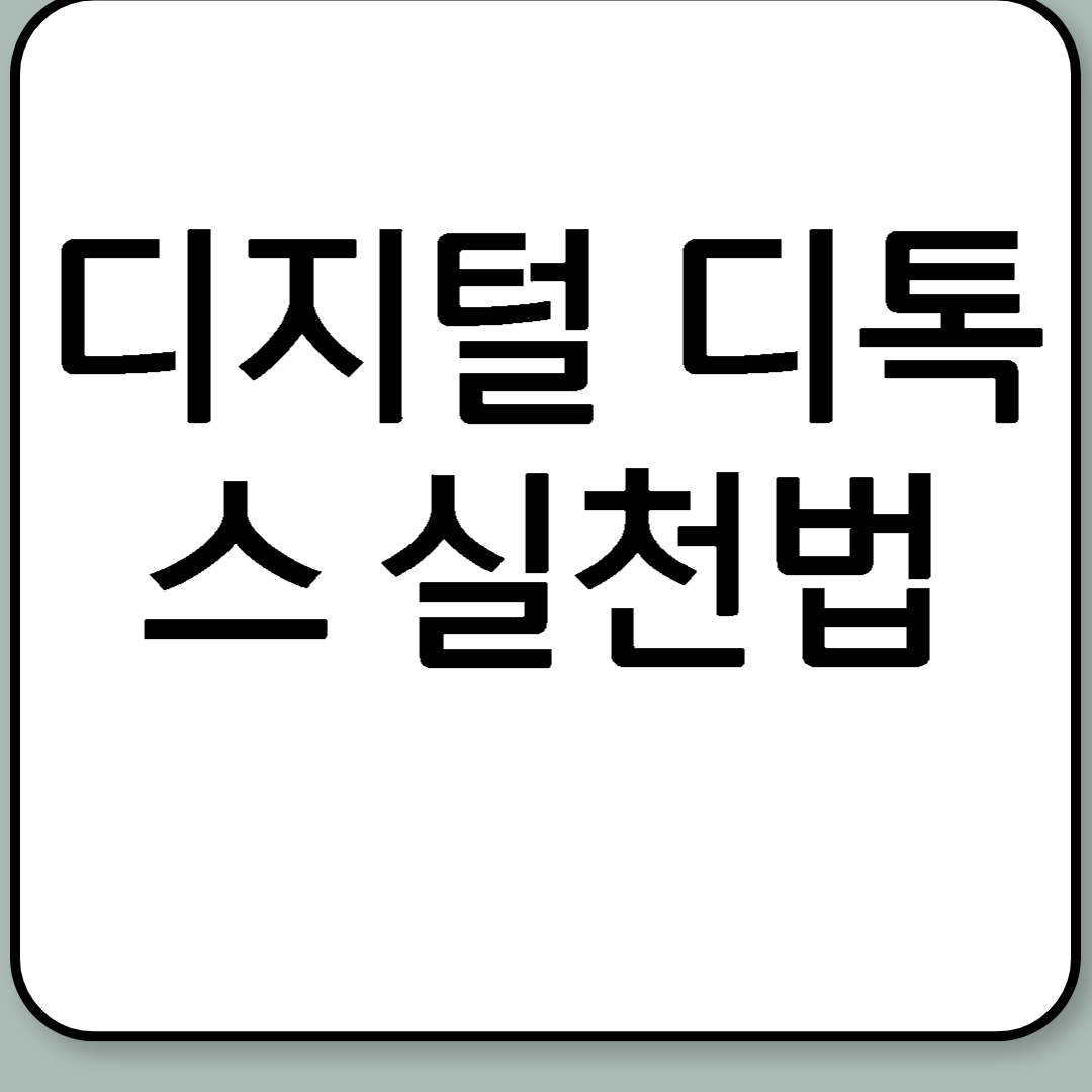 디지털 디톡스 실천법