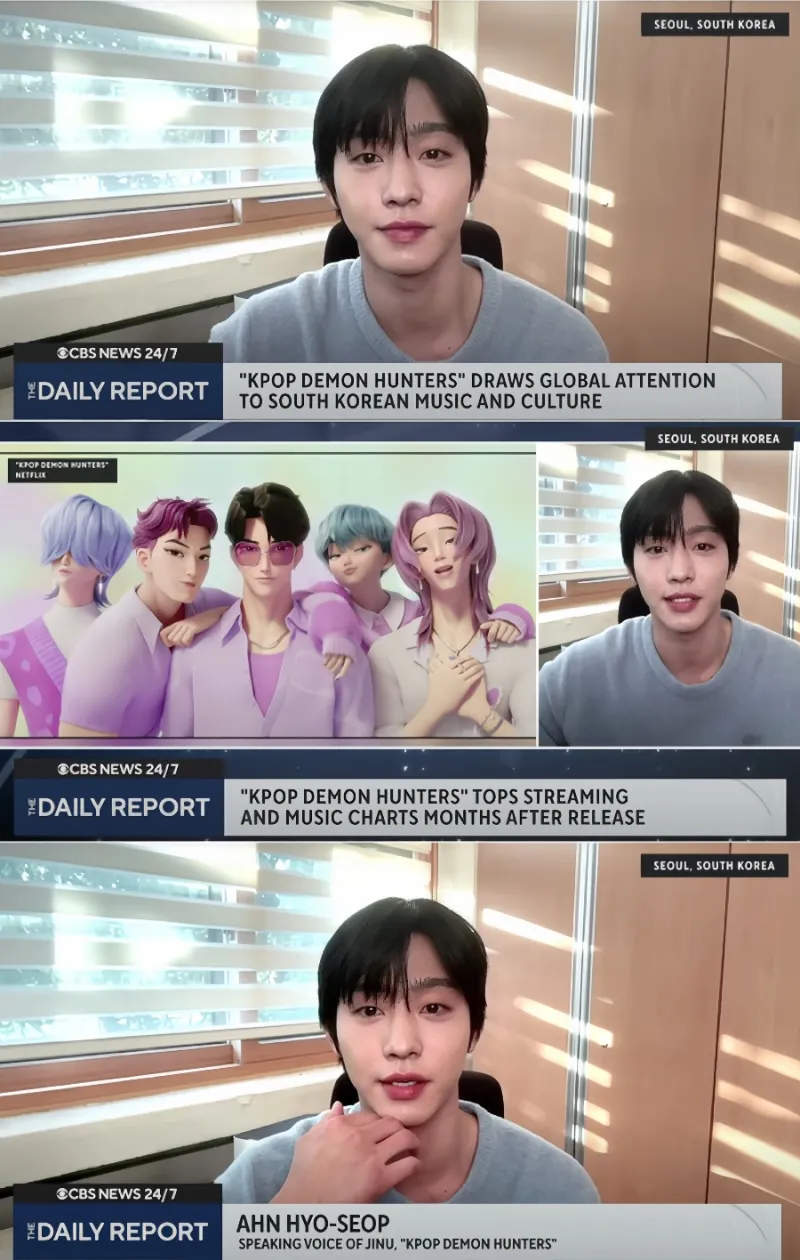 안효섭, 케이팝 데몬 헌터스, 안효섭 CBS 뉴스, 안효섭 진우, 사자보이즈, K팝 애니메이션, 넷플릭스 애니메이션, 케이팝 데몬 헌터스 안효섭, CBS 뉴스 생중계, 한국 배우 최초 CBS 출연, 넷플릭스 흥행 애니메이션, 안효섭 영어 더빙, 글로벌 K콘텐츠, 문화 대사, 아카데미 후보 애니메이션, 넷플릭스 3억뷰, 진우 명장면, 진우 대사, 안효섭 인터뷰, 케이팝 애니메이션 추천