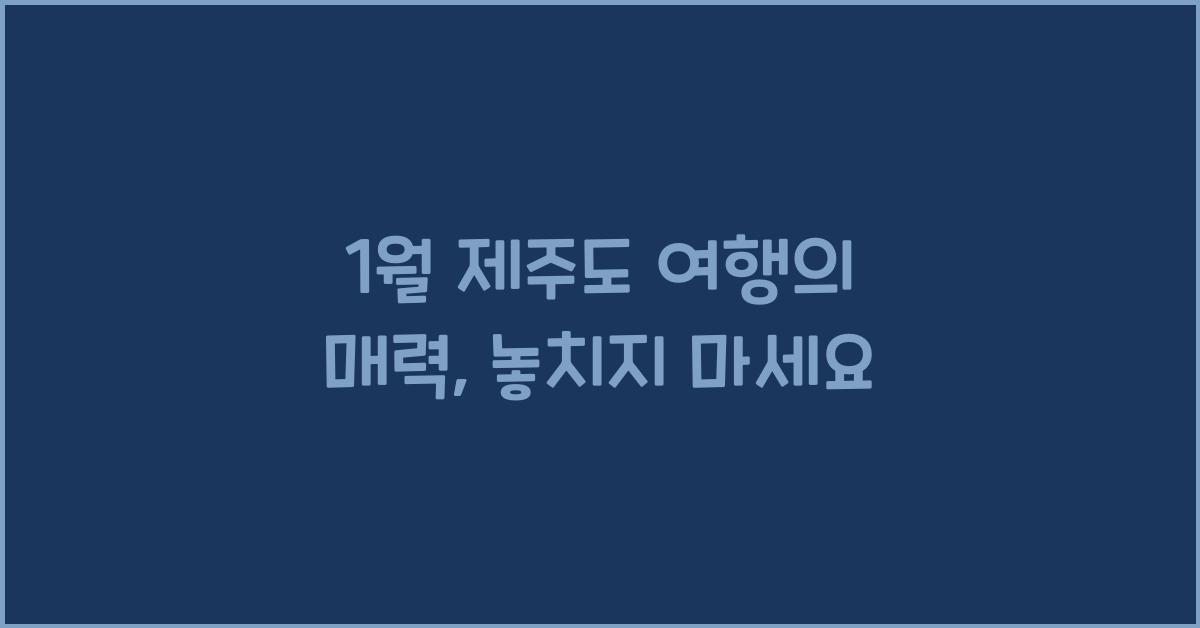 1월 제주도 여행