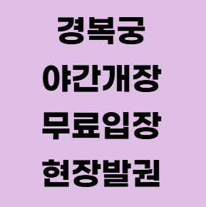 경복궁 야간개장 주차 무료입장 현장발권