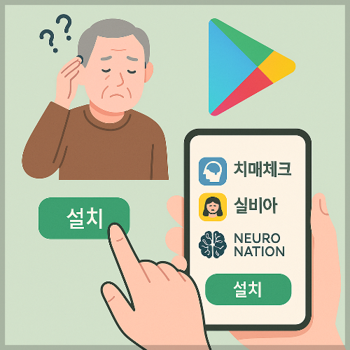 구글 플레이에서 치매 예방 앱 다운로드해보기