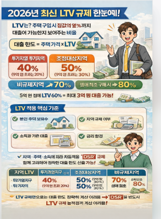 2026 LTV 규제 총정리 (DSR,DTI 포함 대출한도 계산법)