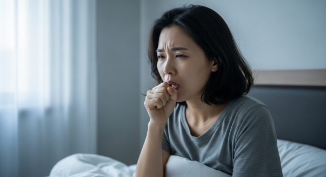 마른기침을 하는 한국 여성