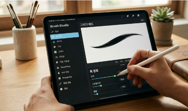 브러시 떨림 조정 이미지