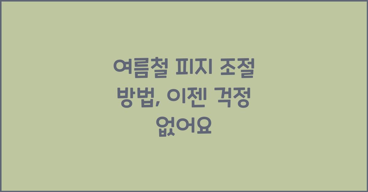 여름철 피지 조절 방법