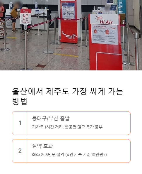 울산에서 제주도 가장 싸게 가는 방법