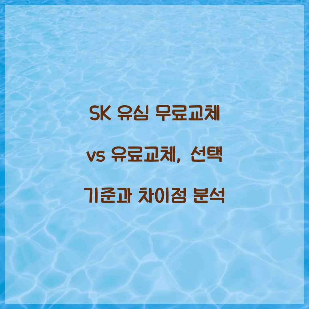 SK 유심 무료교체 vs 유료교체: 차이점과 선택 기준
