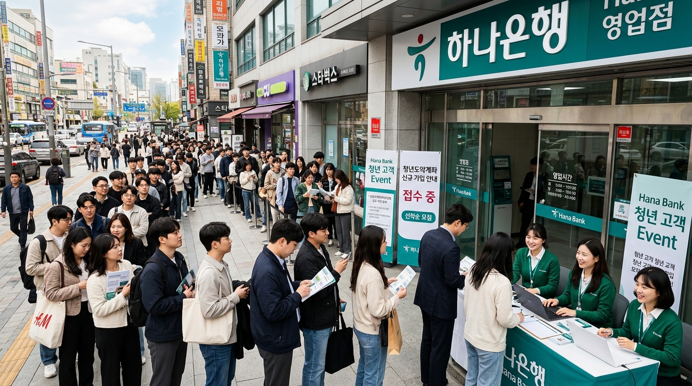 국민성장펀드 판매일정에 맞춰 선착순 가입을 위해 은행 영업점을 방문한 사람들