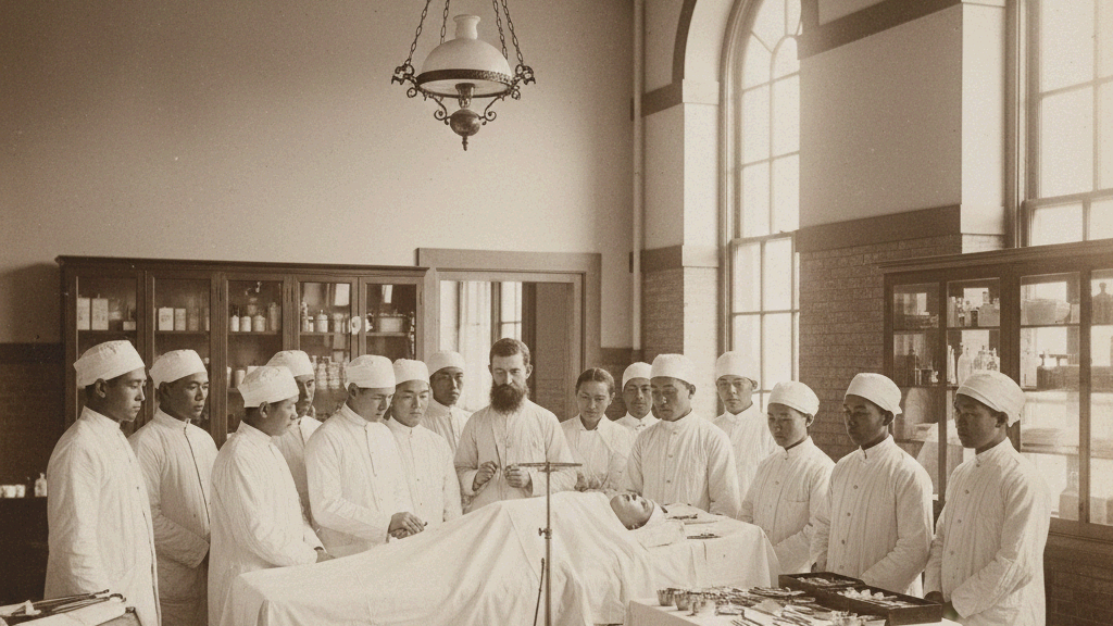 파일명: 1909-joseon-western-medicine-transition.jpg Alt 텍스트: 1909년 기유년 조선 서양 의학 도입 광혜원 세브란스병원 역사 사진 내용: 1900년대 초 광혜원(세브란스병원 전신) 외관 또는 당시 서양 의사와 조선 환자를 담은 흑백 아카이브 사진 활용 / 공공도메인 가능 (미국립공문서관 소장 조선 근대화 관련 사진 등)