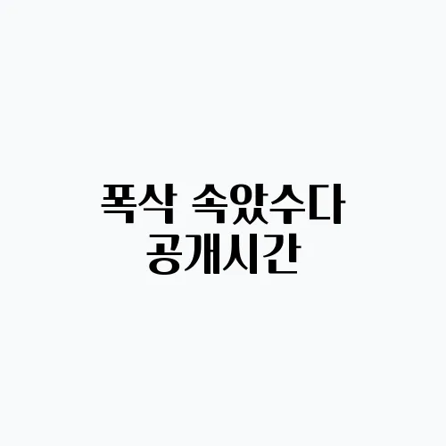 폭삭 속았수다 공개시간, 등장인물 관계도
