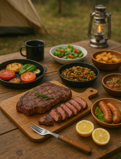 캠핑 음식 요리 관련 사진