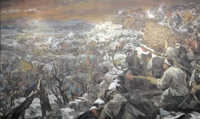 병자호란당시 남한산성에서 항쟁중인 조선군을 그린 기록화