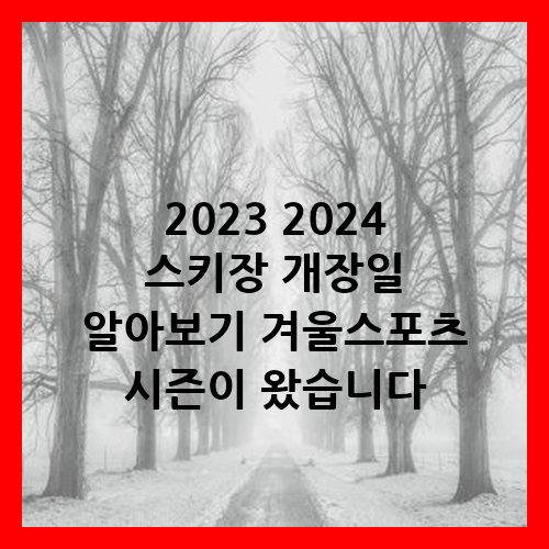 2024 스키장 개장일