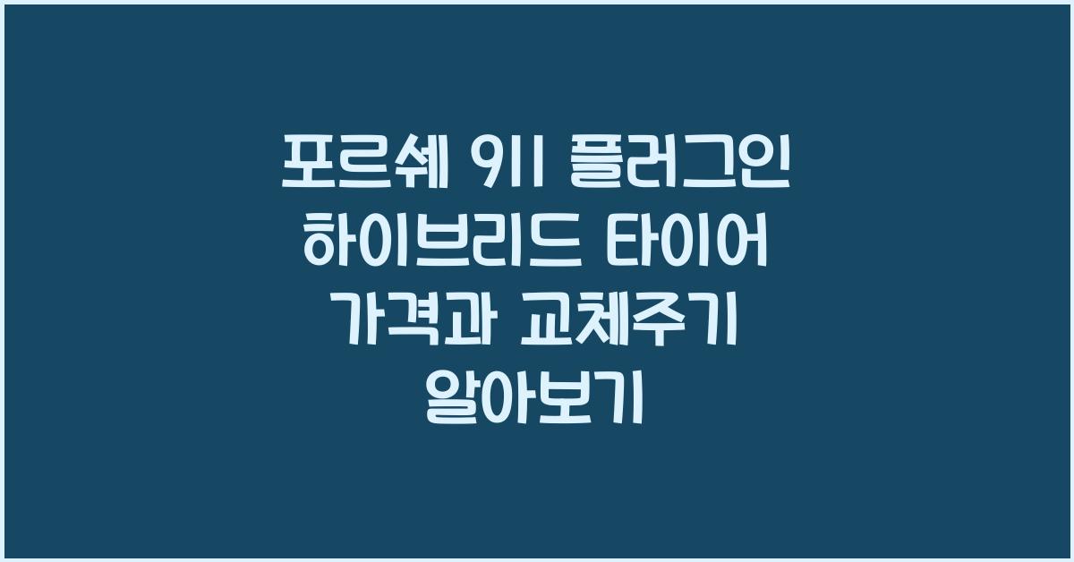 포르쉐 911 플러그인 하이브리드 타이어 가격, 교체주기
