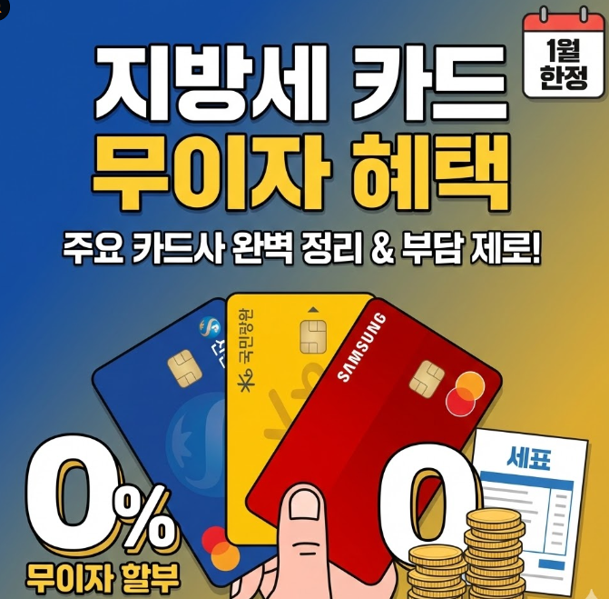 2026년 1월 지방세 카드 무이자 할부 혜택 총정리 (신한 국민 현대 삼성 비교)
