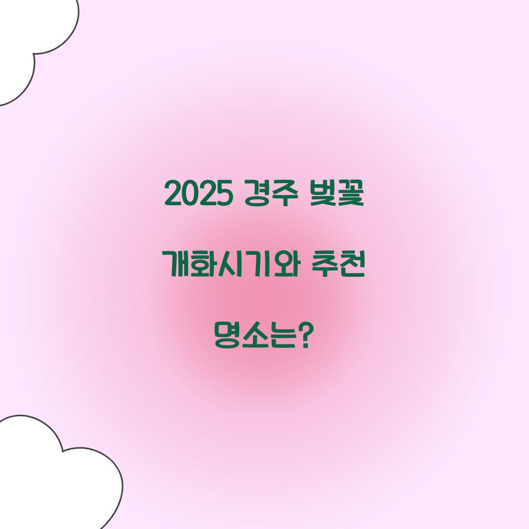 경주 벚꽃 개화시기 2025