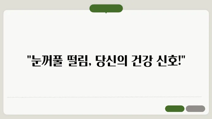 오른쪽 눈꺼풀이 떨리는 이유