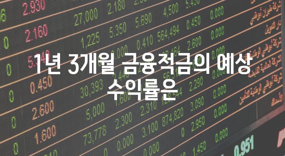 1년 3개월 금융적금의 예상 수익률은