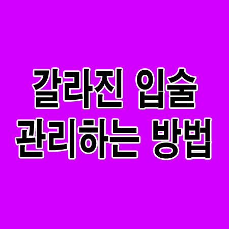 입술이 갈라지는 이유? 관리법!