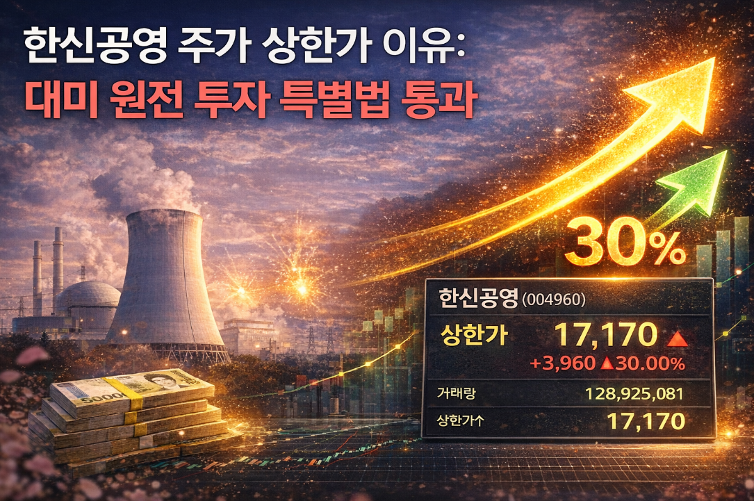 한신공영 상한가 이유, 대미 원전 투자 특별법이 핵심?