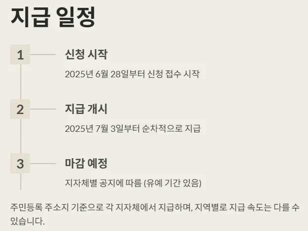 2025 민생지원금 - 지급일정