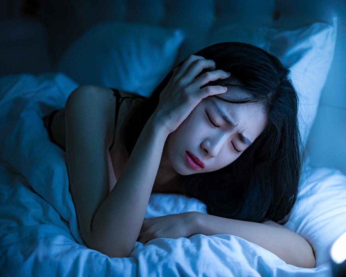 꿈을 생생하게 기억하는 밤, 렘수면에서 자주 깨어 얕은 잠을 자는 상태를 표현한 이미지