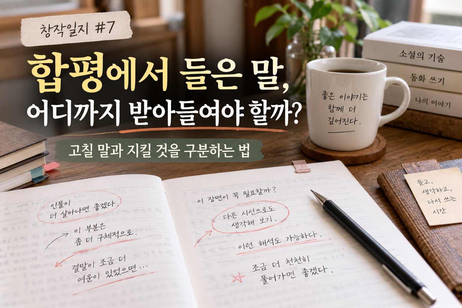 합평에서 들은 말 중 고칠 말과 지킬 것을 구분하는 동화 창작일지