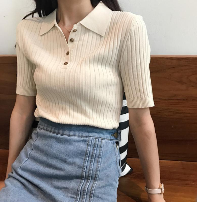 수입 편스토랑 한지혜 폴로 카라 니트 반팔티