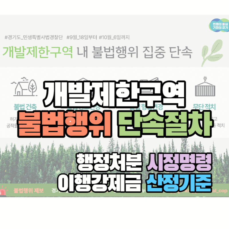 개발제한구역 불법행위 단속절차: 시정명령&#44; 이행강제금 산정기준