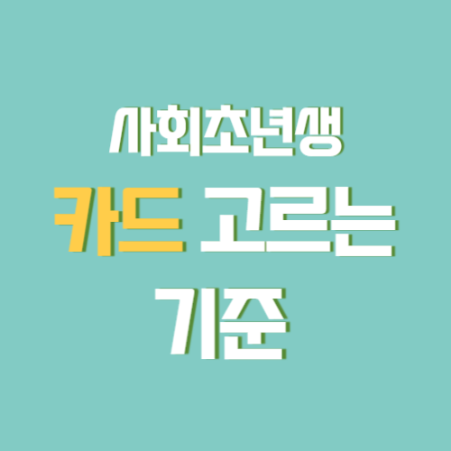 사회초년생 카드 고르는 기준