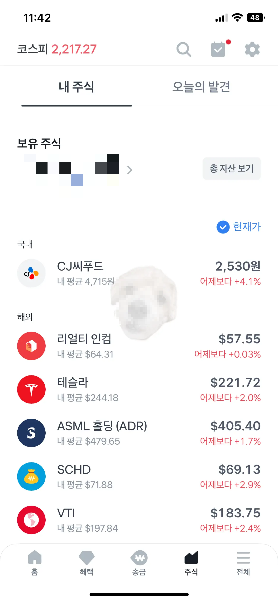 아침 장 마감 후 가격 사진