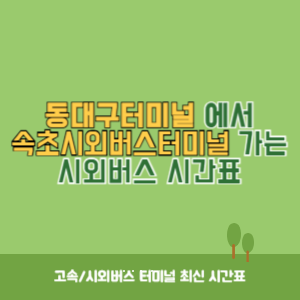 동대구터미널에서 속초시외버스터미널 가는 시외버스 시간표 최신정보