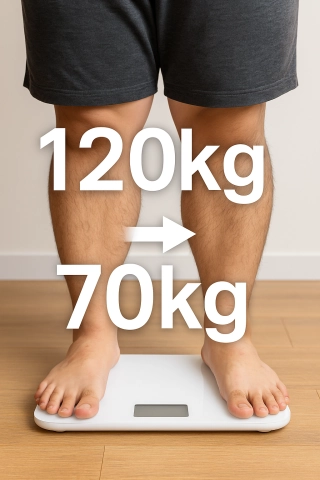 다이어트 전후 체중 변화를 보여주는 체중계 이미지