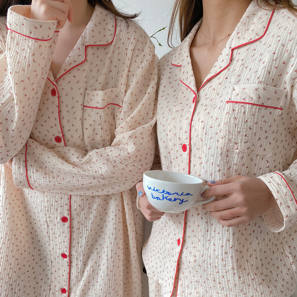 잔꽃 요루면 잠옷 커플잠옷 빅사이즈 원피스 파자마