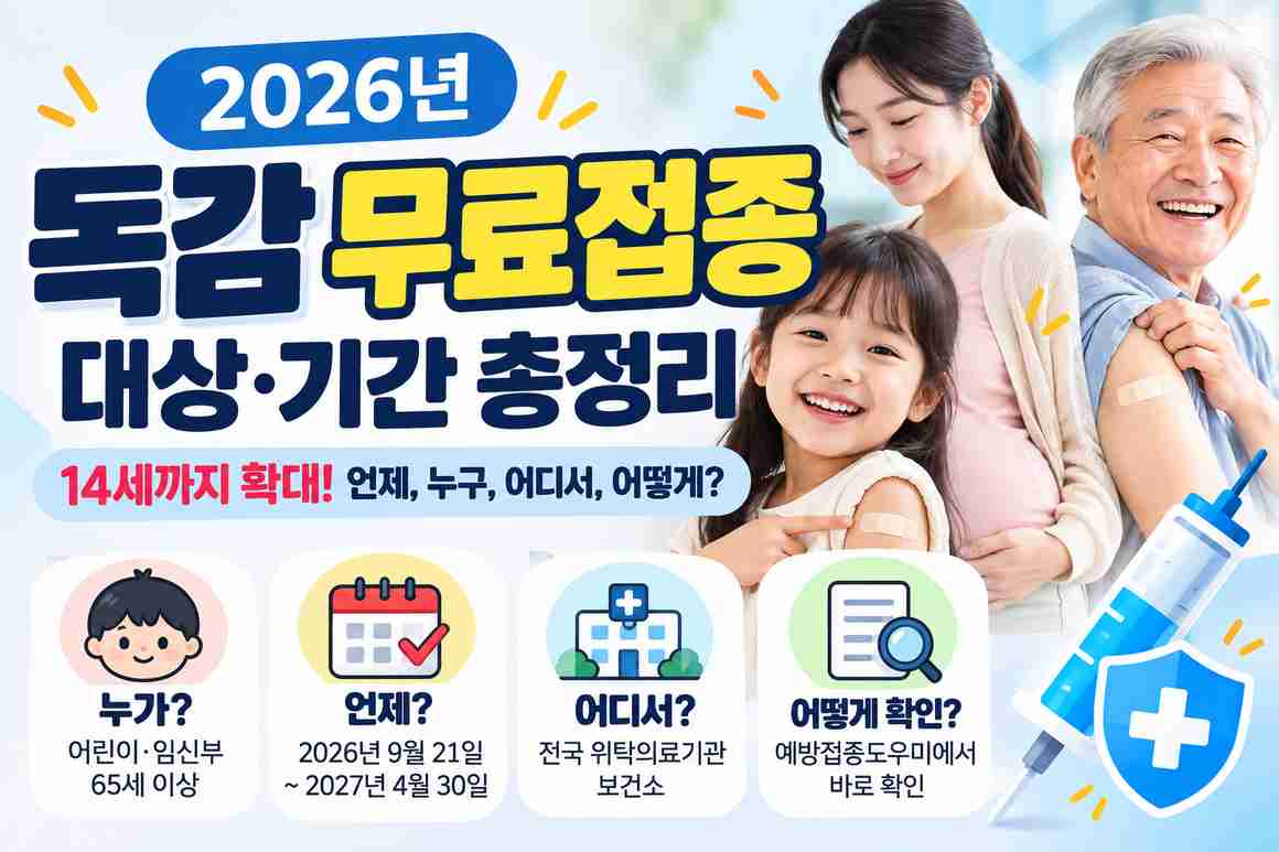 2026 독감 무료접종 대상·기간 총정리