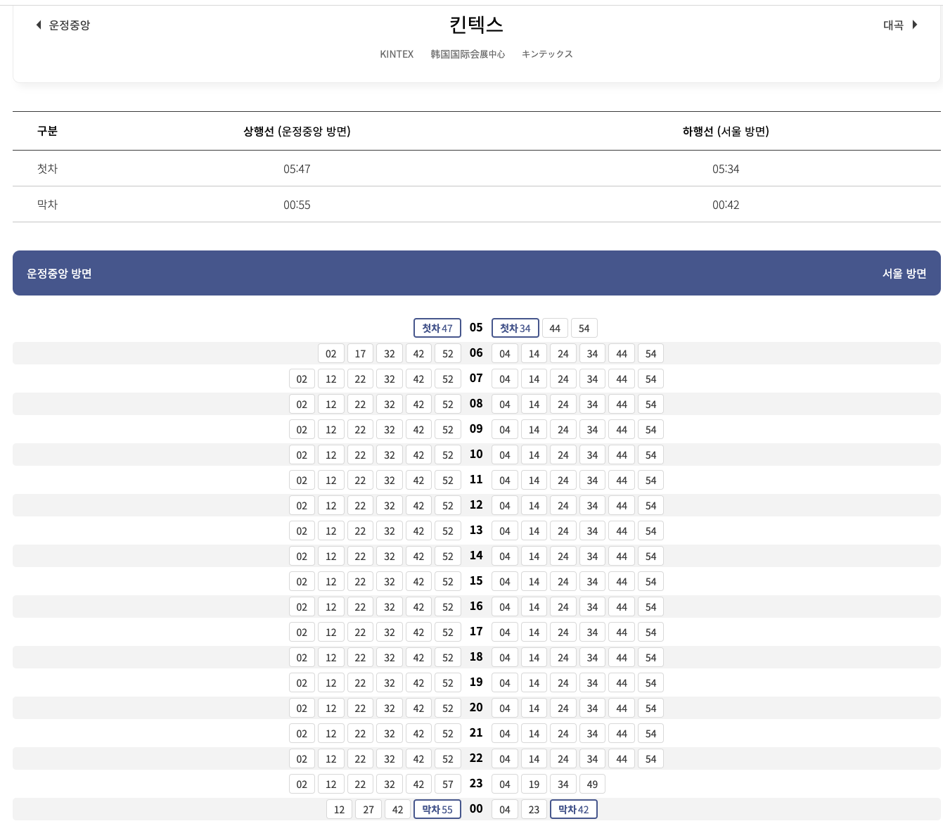 GTX A 노선 시간표 및 운임 정보