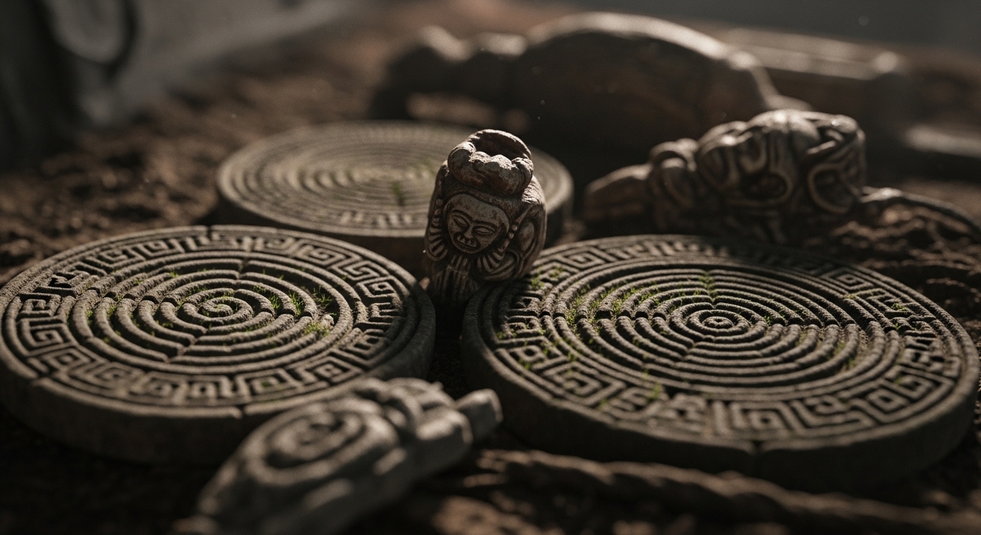 오래된 무덤가에서 발견된 기이한 베트남 주술 부적과 나무 조각상들, 섬뜩한 저주의 상징.