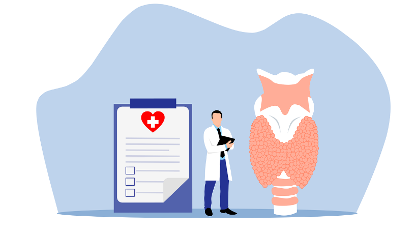 의사가 갑상선에 대해 설명하는 이미지