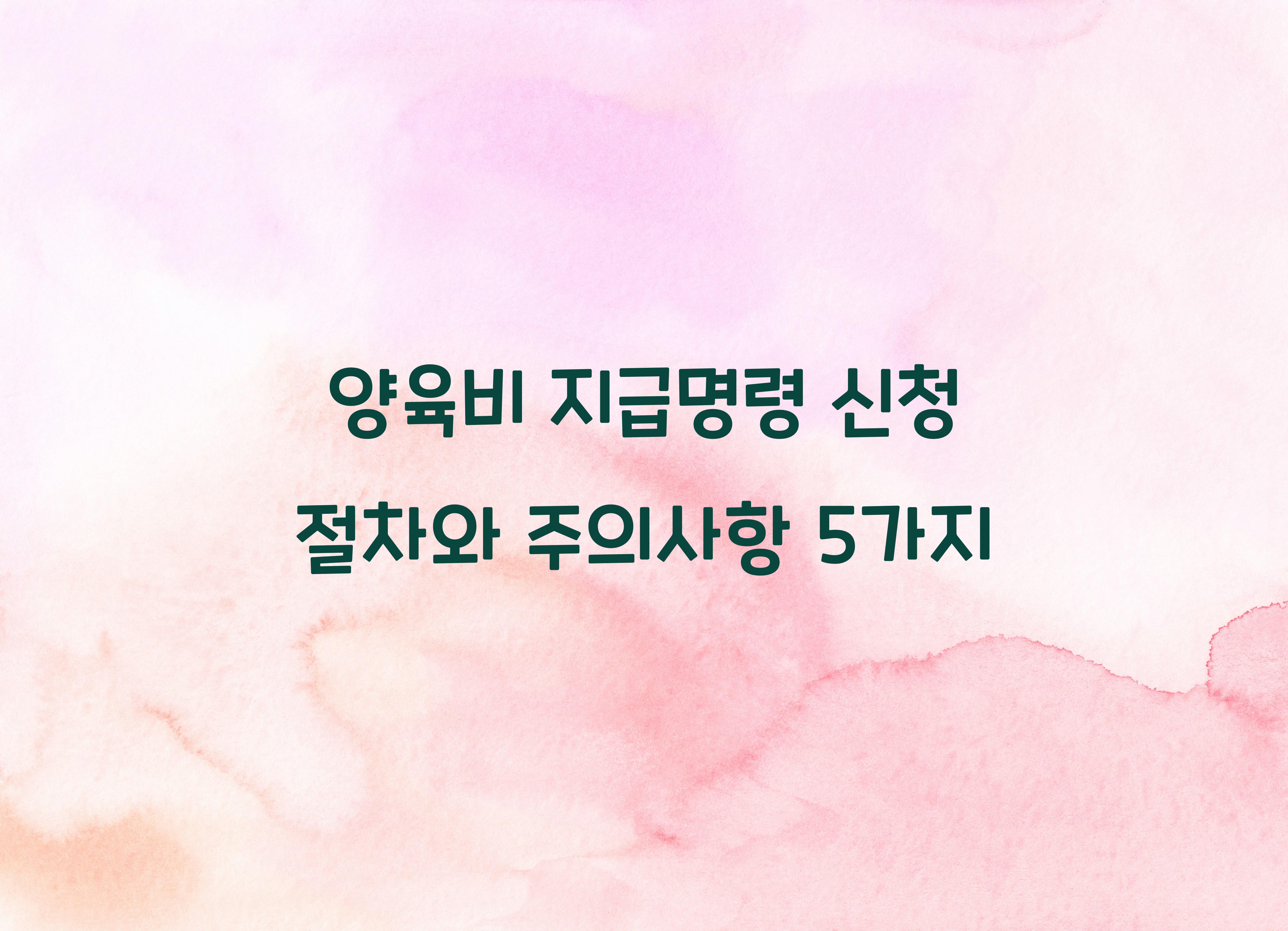 양육비 지급명령 신청