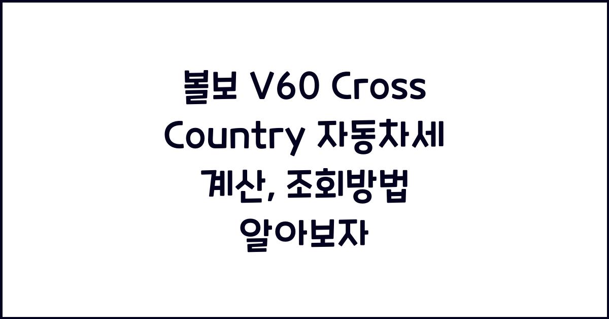 볼보 V60 Cross Country 자동차세 계산, 조회방법