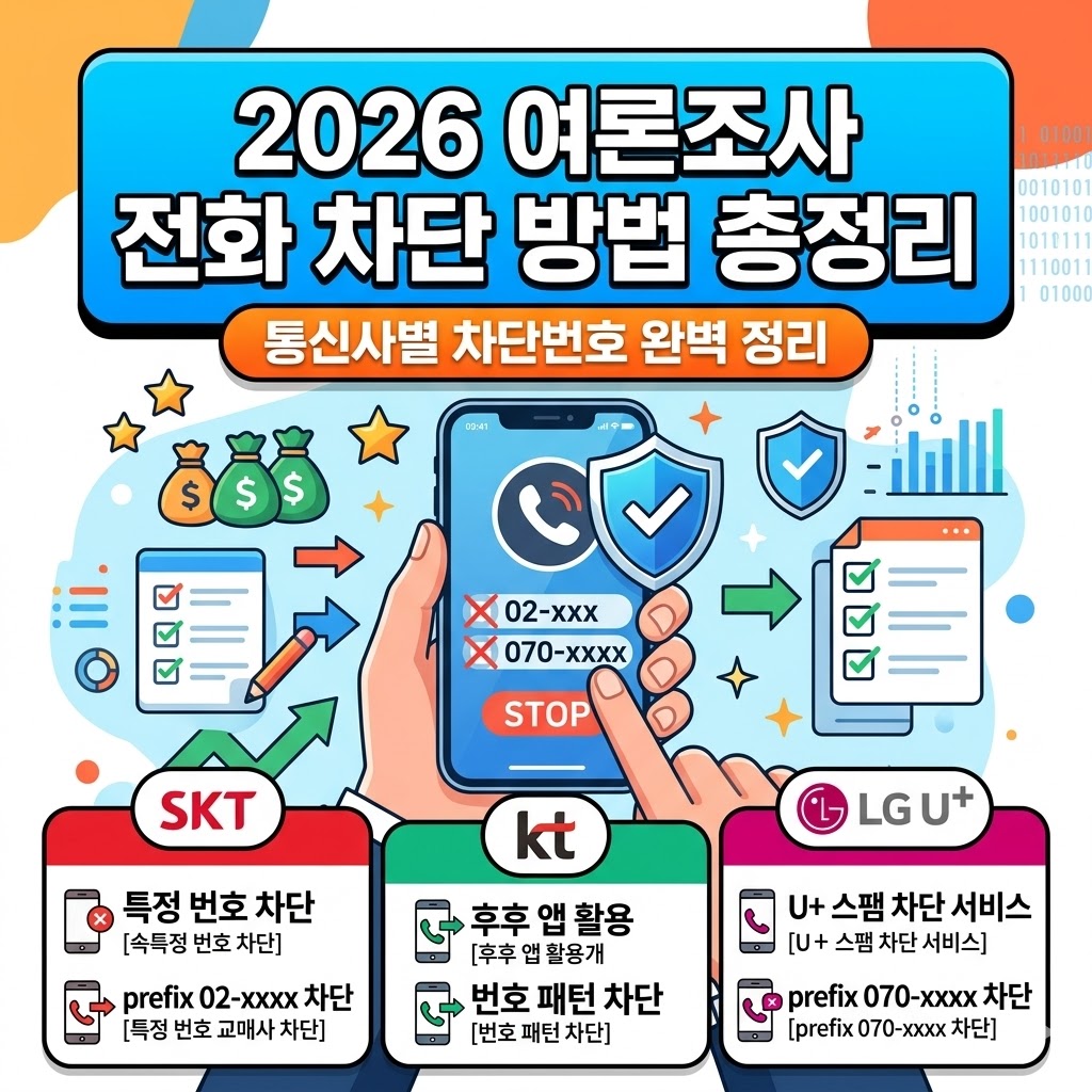 2026 여론조사 전화 차단 방법 총정리｜통신사별 차단번호 완벽 정리