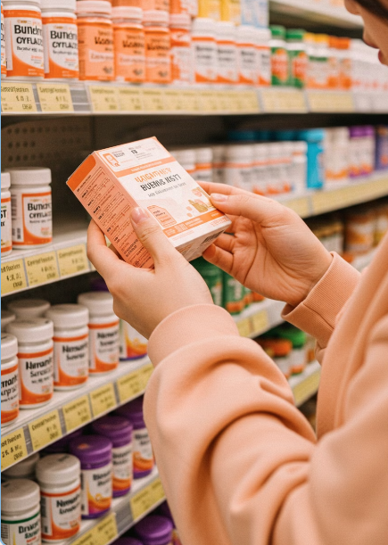 영양제 성분을 보고 있는 사람