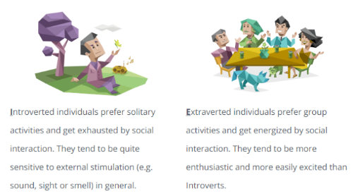 E (외향) - I (내향)