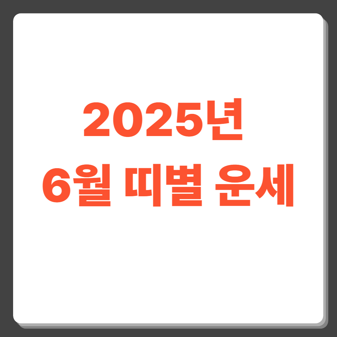 2025년 6월 띠별 운세