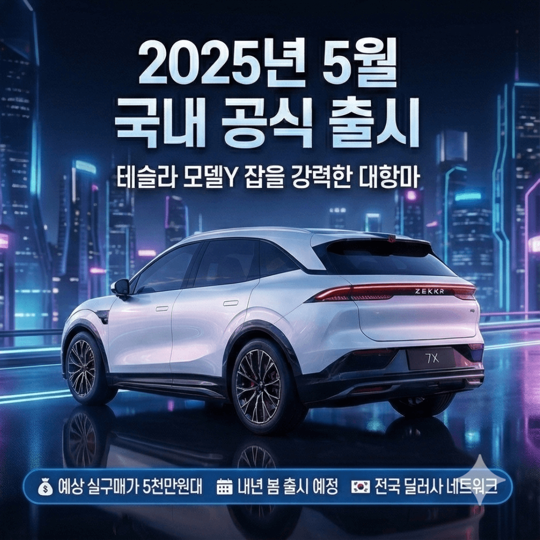 지커 7X 한국 상륙: 테슬라 모델Y를 위협하는 5천만 원대 800V 전기차