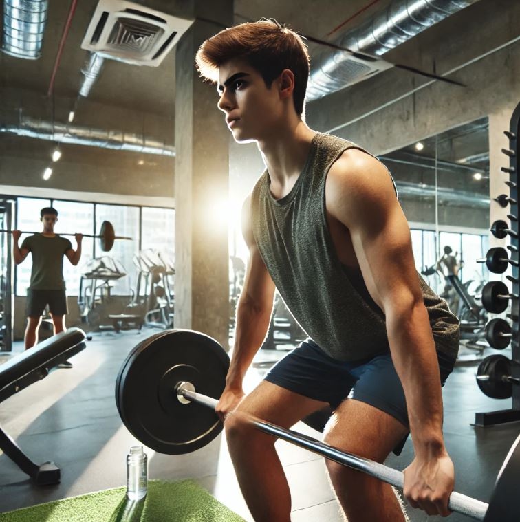 헬스장에서 운동하는 모습