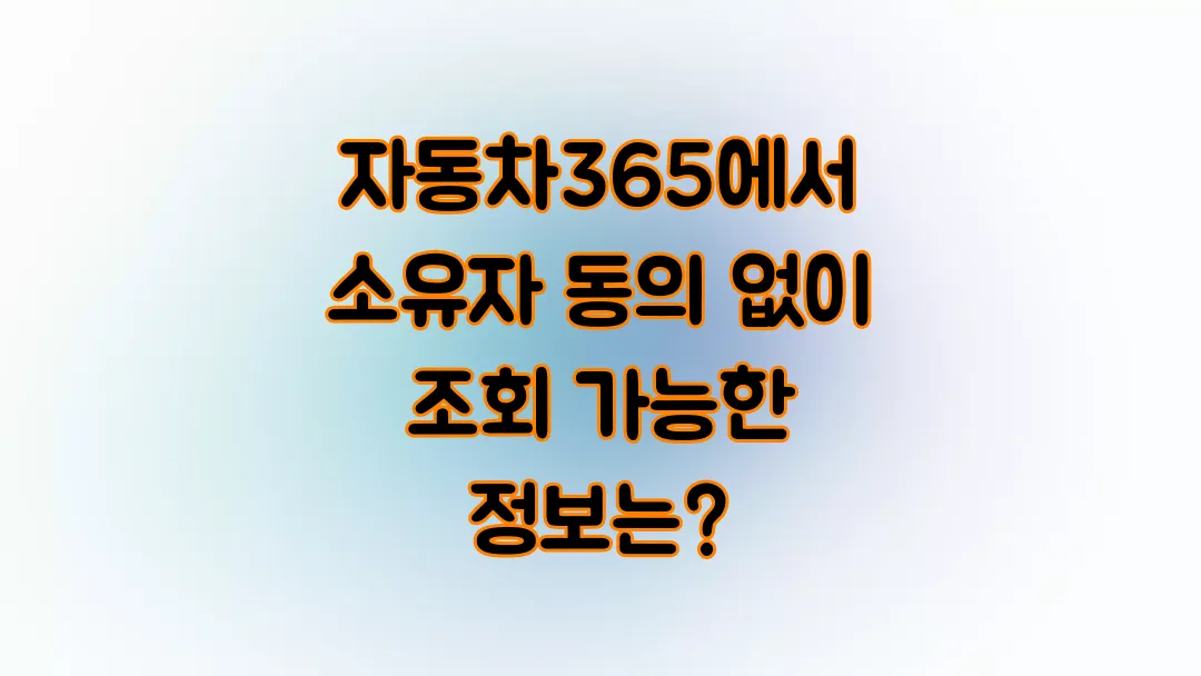 자동차365에서 소유자 동의 없이 조회 가능한 정보는?