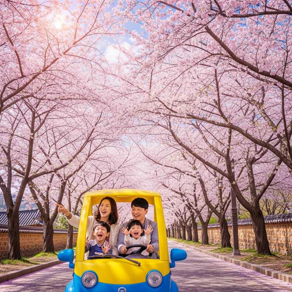 경차 사랑카드, 벚꽃길에서 가족과 즐거운 시간