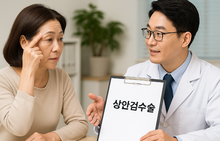 상안검수술을 상담하는중